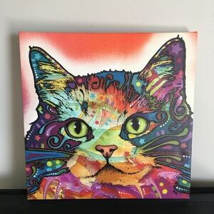 New Dean Russo “Ragamuffin”Colorful Contemporary Canvas Cat Print, 12x12”
Light